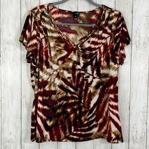 East 5th Short Sleeve V-Neck Feathered Stretchy Shirt XL